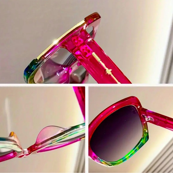 Oversized Pink and Green Tortoiseshell Glasses - Picture 2 of 4